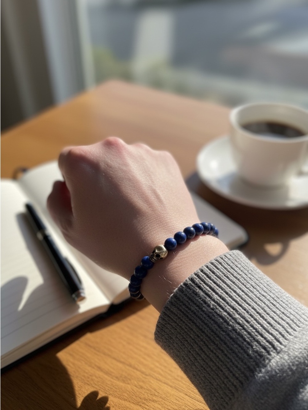 King Baby Lapis Lazuli Skull Bracelet – 925 Sterling Silver